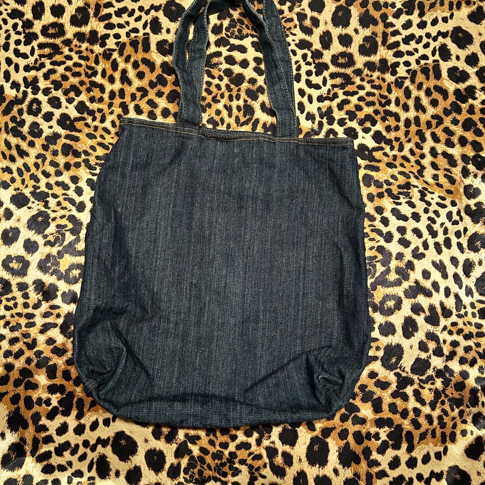 Vintage Y2K Large Dark Wash Denim Tote Bag - Picture 3 of 5